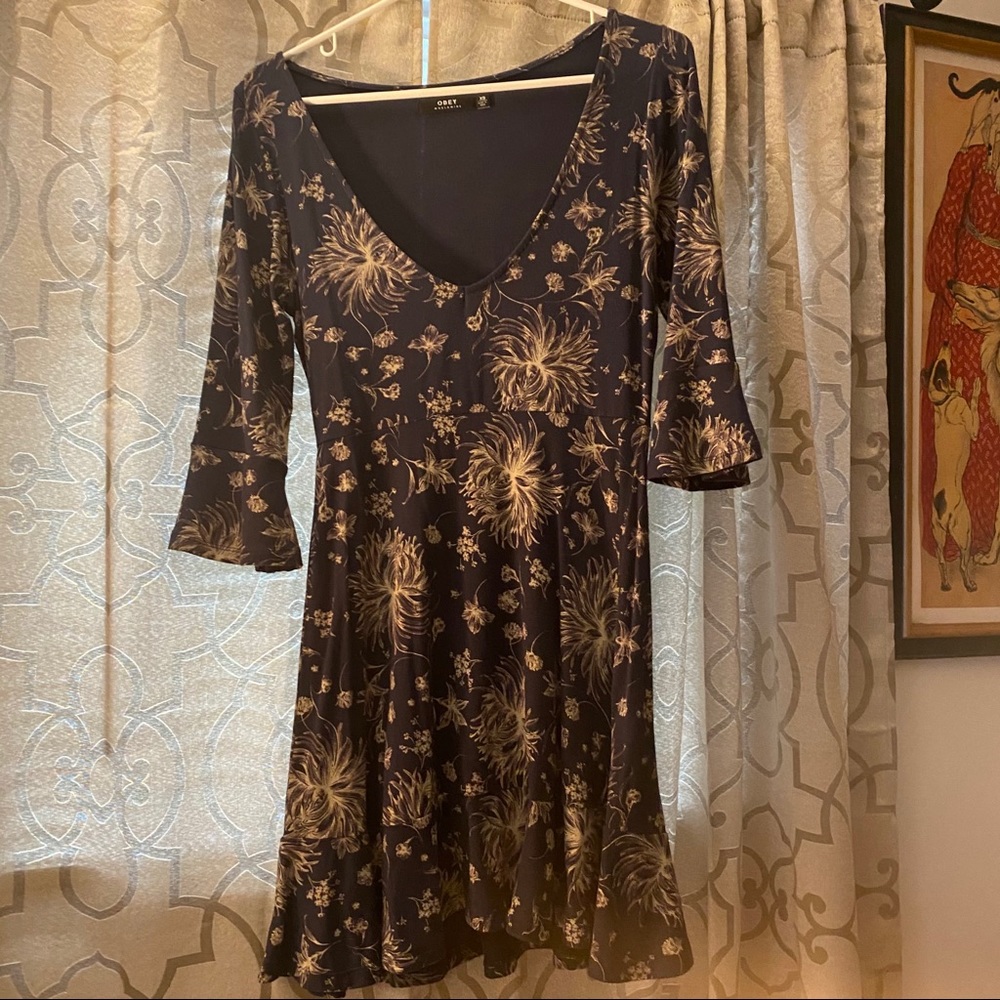 Obey Blue Floral Dress